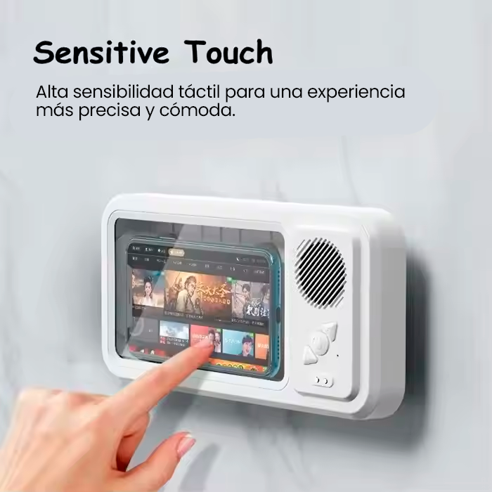 ShowerPlay™ – Soporte impermeable para teléfono con altavoz inalámbrico integrado