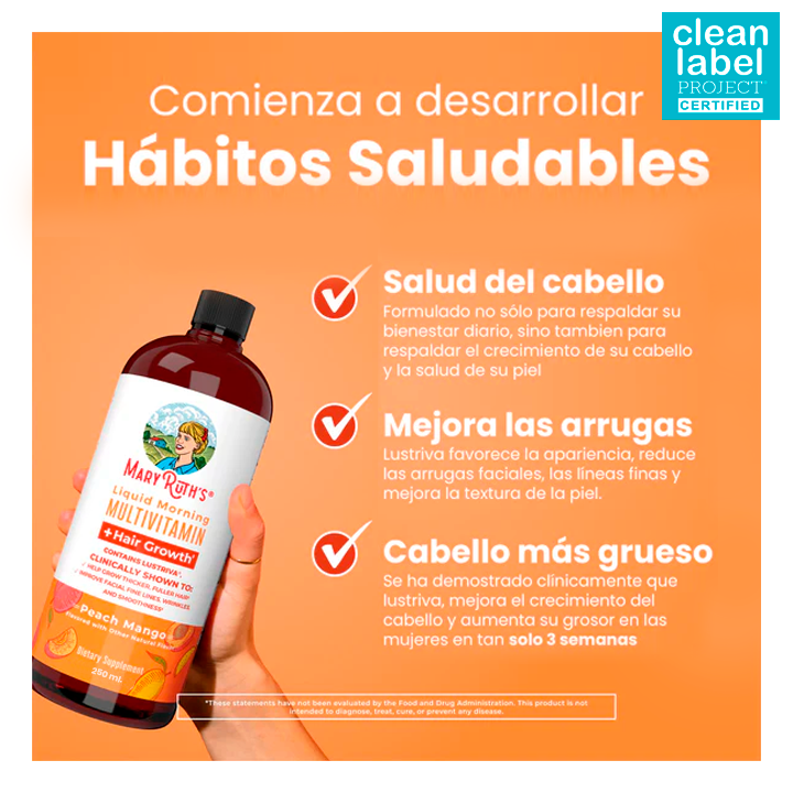 MARY RUTH´S - Multivitamínico líquido + Crecimiento del cabello