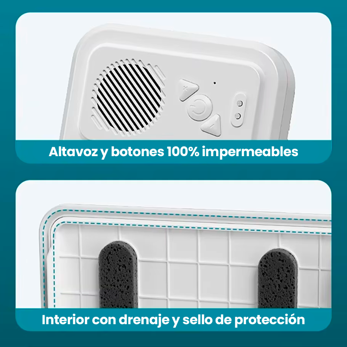 ShowerPlay™ – Soporte impermeable para teléfono con altavoz inalámbrico integrado